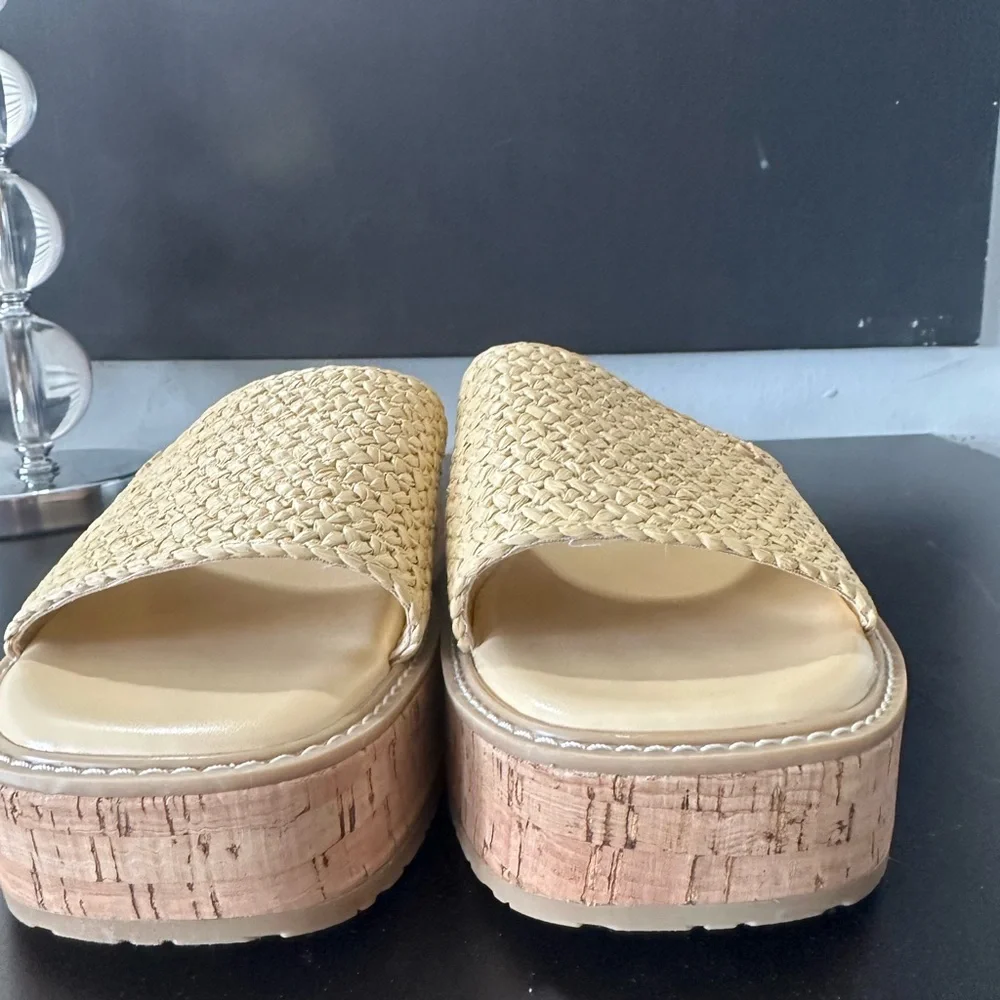 🆕Calvin Klein ARZELIA Natural Woven Cork Platform Sandals